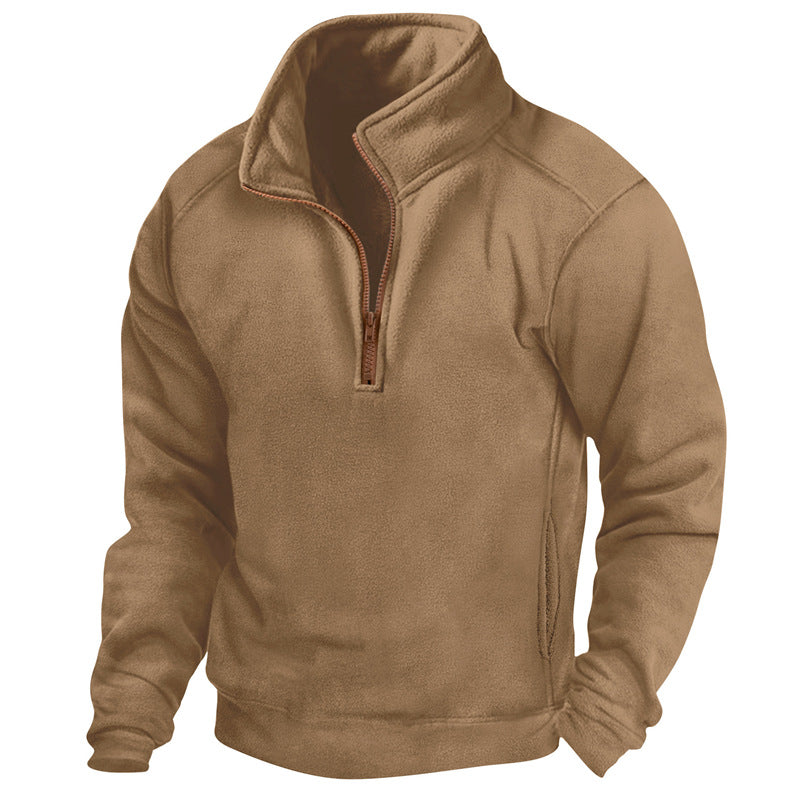 Men's textured half-zip pullover, perfect for casual wear & stylish layering. Comfortable long-sleeve top.