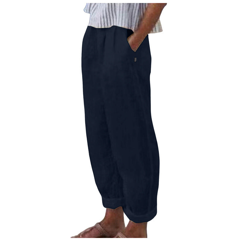 Stylish women's relaxed fit casual trousers, showcasing versatile back design for comfortable everyday fashion.