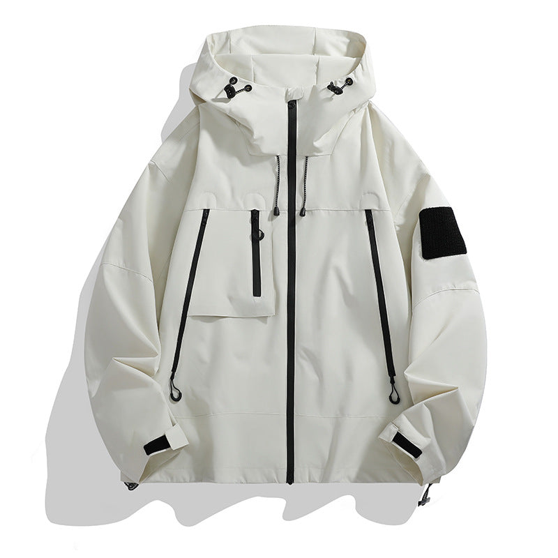 Women's technical outdoor jacket with adjustable hood & multi-pockets. Ideal for hiking & activewear.
