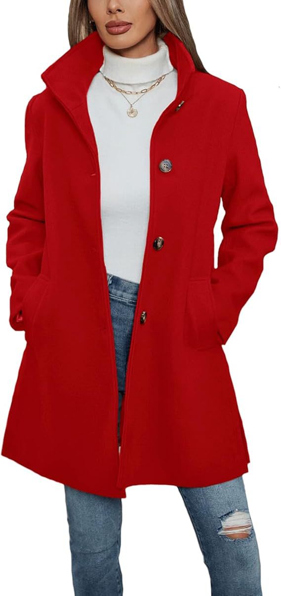 Timeless women's high-collar long coat, elegant and warm, with practical pockets for everyday sophistication.