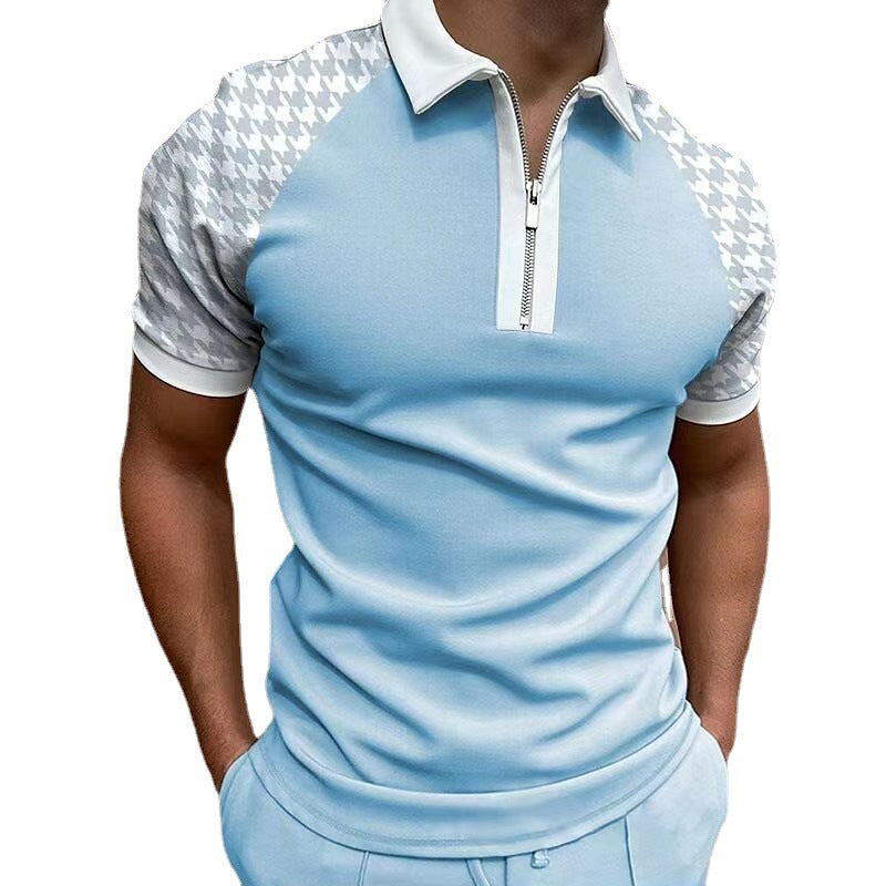 Lightweight, breathable fabric of a men's performance half-zip polo, designed for comfort in summer & sports.