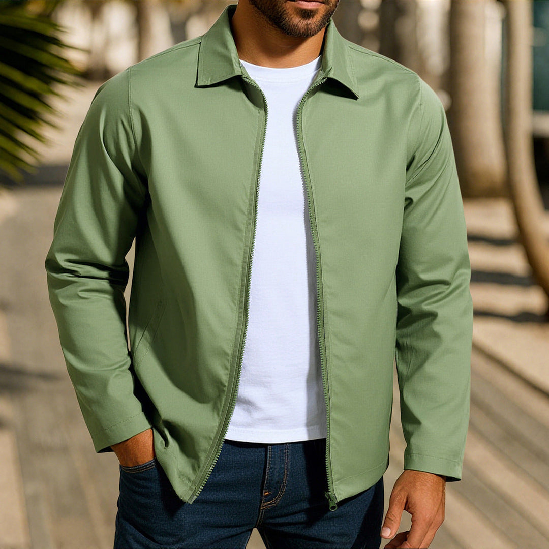 Stylish men's windbreaker jacket, a modern lightweight outerwear piece for casual and active wear.