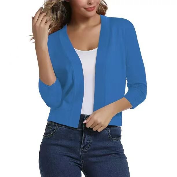 Comfort fit women's casual cardigan, 3/4 sleeves and open front for easy wear.