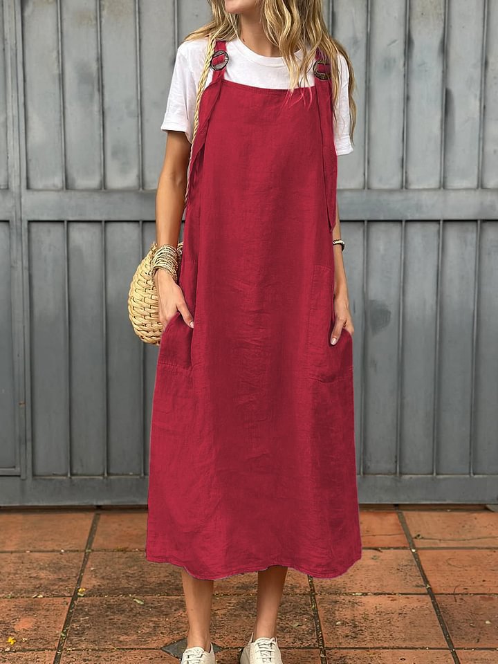 Fashionable casual women's A-line dress, perfect for summer, featuring convenient pockets.