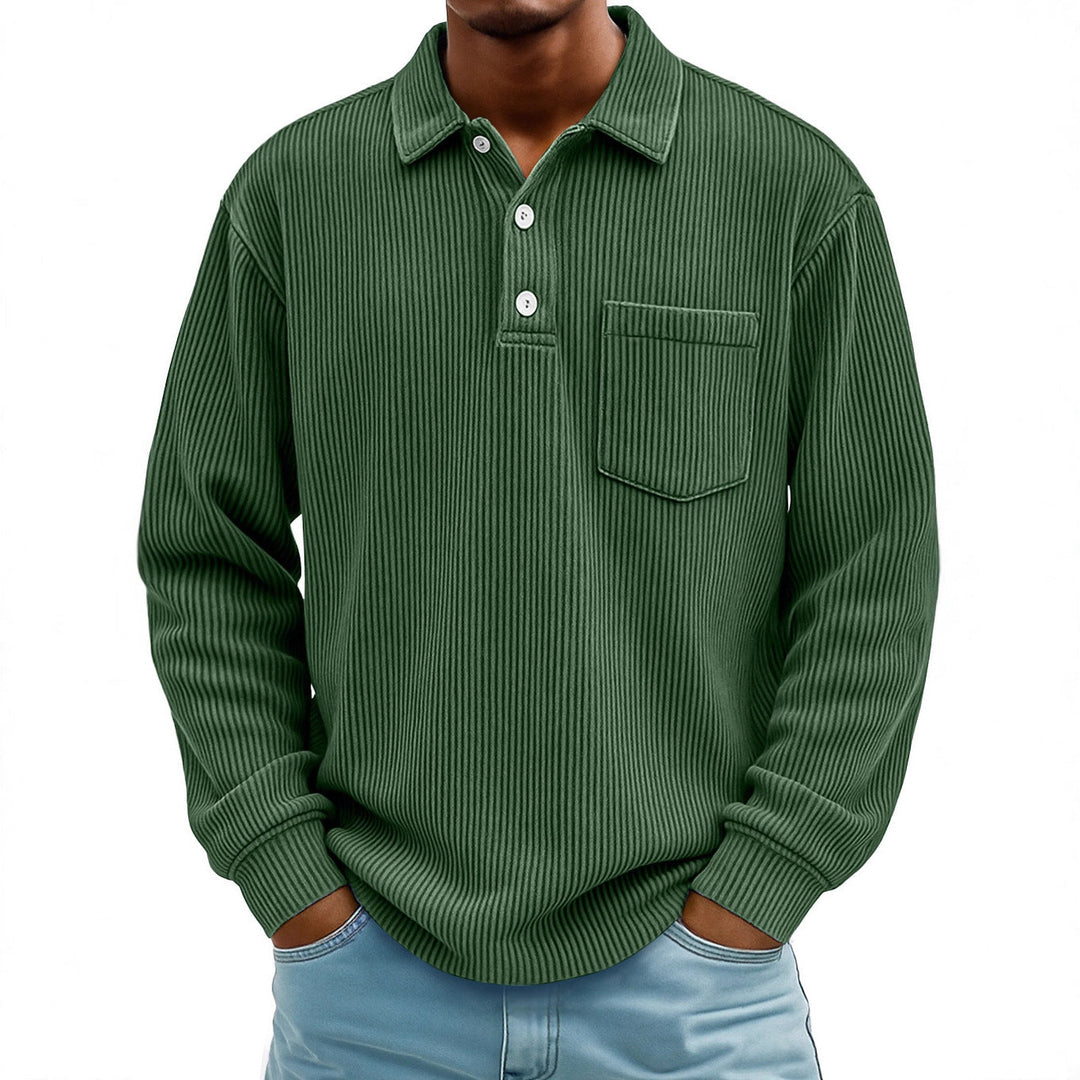 Comfortable men's long sleeve casual top with chest pocket, effortless everyday style.