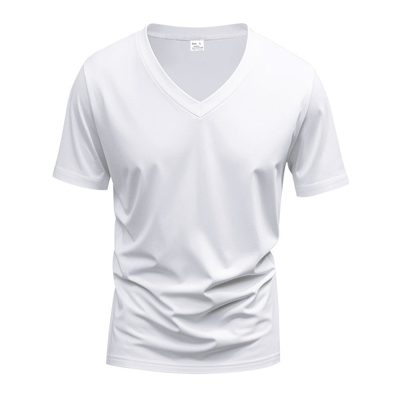 Men's moisture-wicking V-neck tee, quick-dry performance top for sports & active lifestyles.