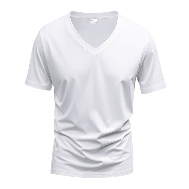 Men's moisture-wicking V-neck tee, quick-dry performance top for sports & active lifestyles.