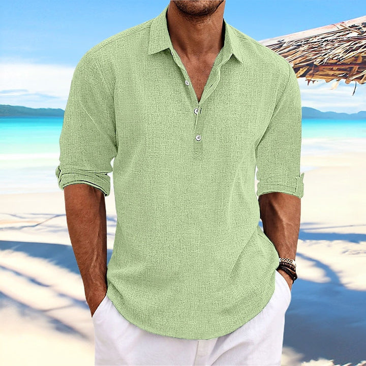 Men's relaxed fit short sleeve button shirt, perfect for summer comfort, beach & smart casual.
