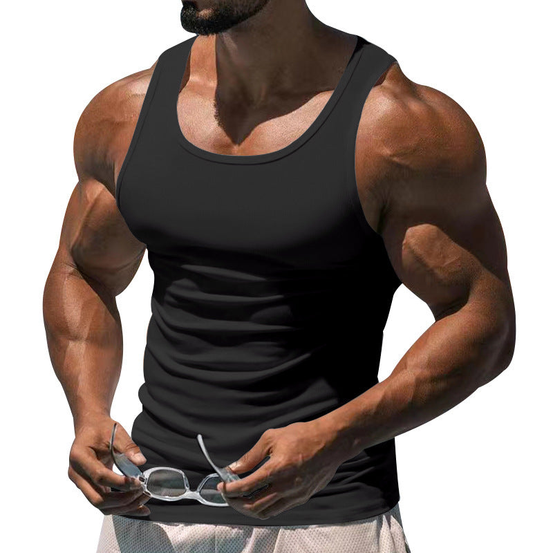 Performance men's fitness tank top, breathable, quick-dry, and fitted. Essential gym wear for active men.