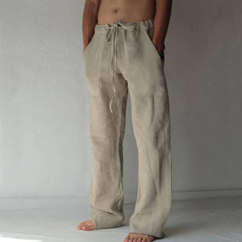 Men's relaxed fit comfort pants, breathable fabric & elastic waistband, suitable for summer fashion.