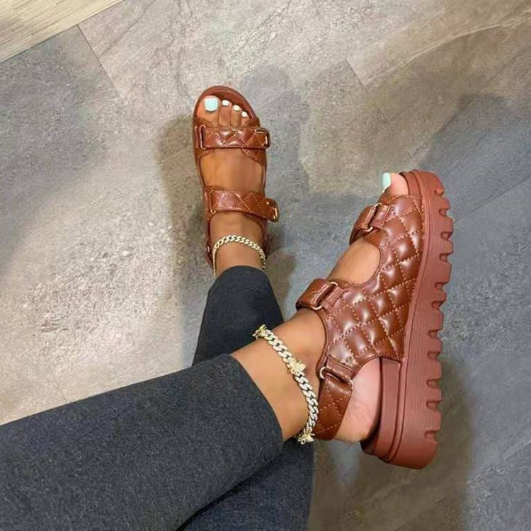 Comfortable ergonomic women's platform sandals with secure straps & non-slip sole for all-day summer wear.