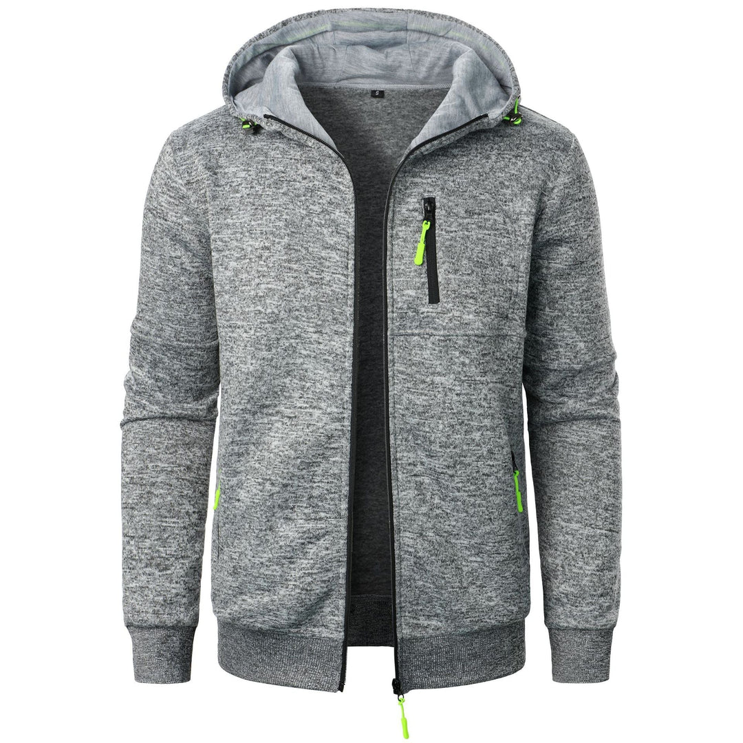 Comfortable men's patterned zip hoodie, ideal layering top for casual everyday style.