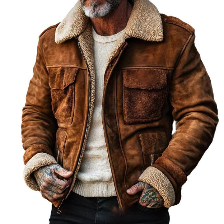 Sophisticated men's outerwear jacket, offering timeless style and premium comfort.