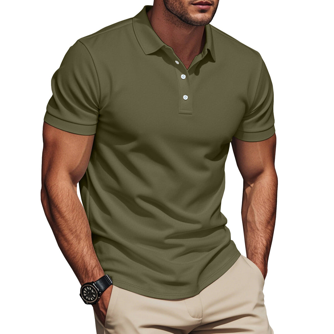 Sophisticated men's textured short sleeve polo shirt. Modern design for a stylish, comfortable casual top.