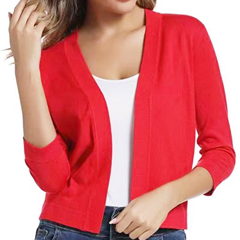 Stylish and lightweight women's cardigan, open front, 3/4 sleeves for versatile layering.