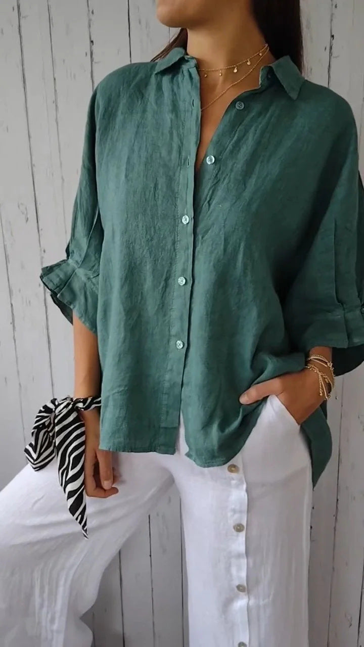 Versatile women's chic blouse, an easy-care top for spring and summer.