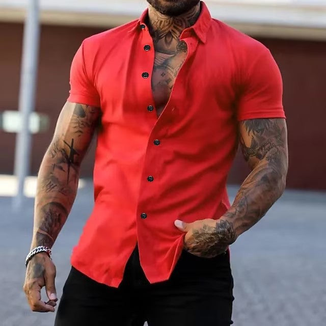 Lightweight men's fitted shirt, perfect for casual summer outings and warm weather fashion.
