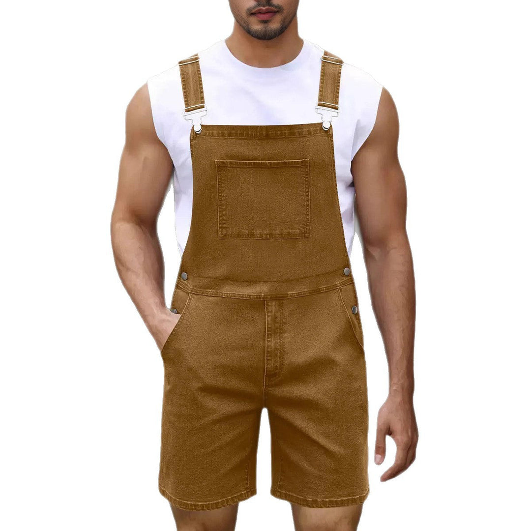 Stylish men's utility overalls. Comfortable jumpsuit with adjustable straps, perfect for streetwear looks.