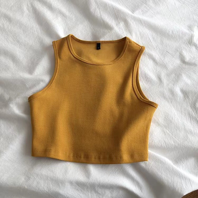 Stylish short sleeve crop top for ladies, featuring a classic round neck design. Flattering and versatile.