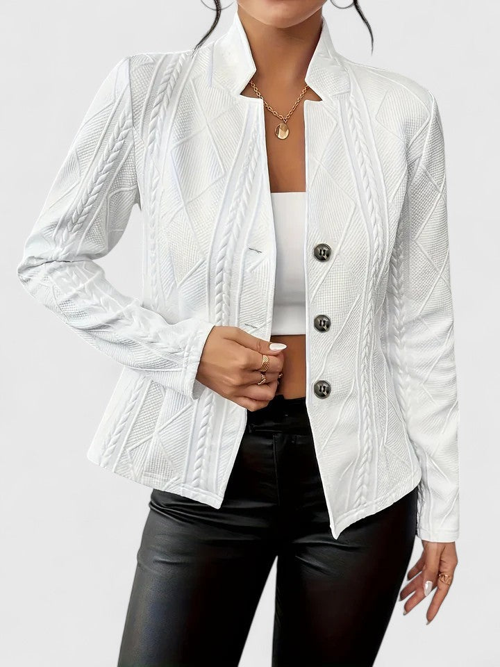 Women's elegant structured jacket for a polished, chic style. Perfect tailored outerwear for workwear & formal events.