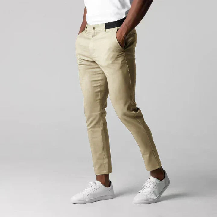 Men's trendy slim fit chinos in a versatile casual style, perfect for everyday comfort and modern fashion.