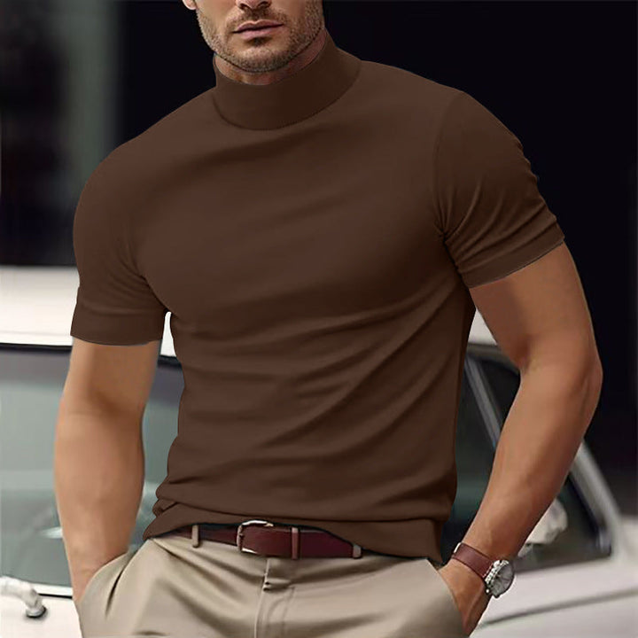 Fashionable men's short sleeve turtleneck top, perfect for a sleek and modern look.