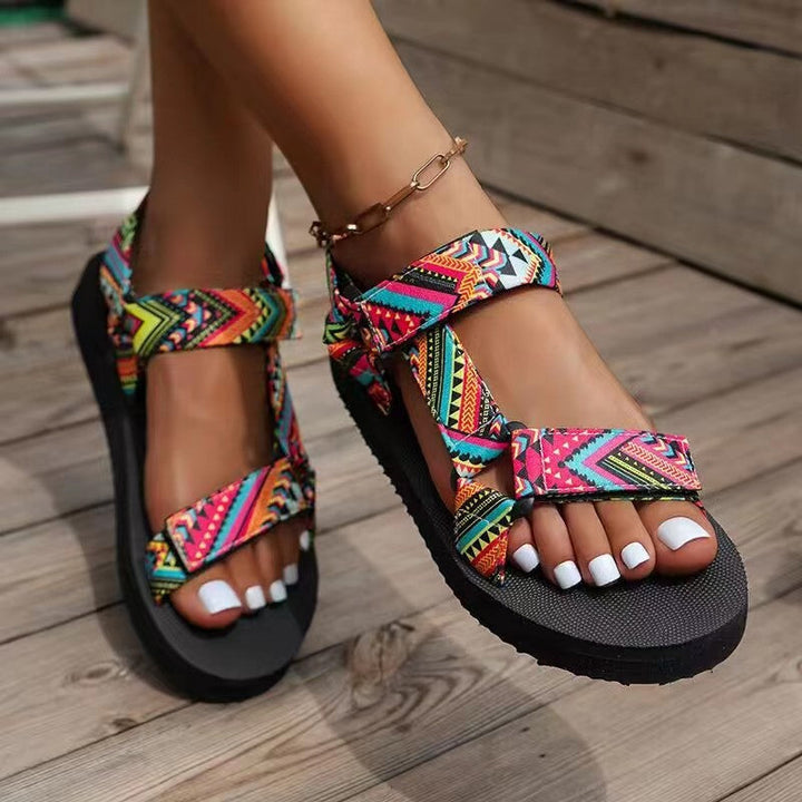 Colorful flat orthopedic sandals for women, perfect casual beachwear.
