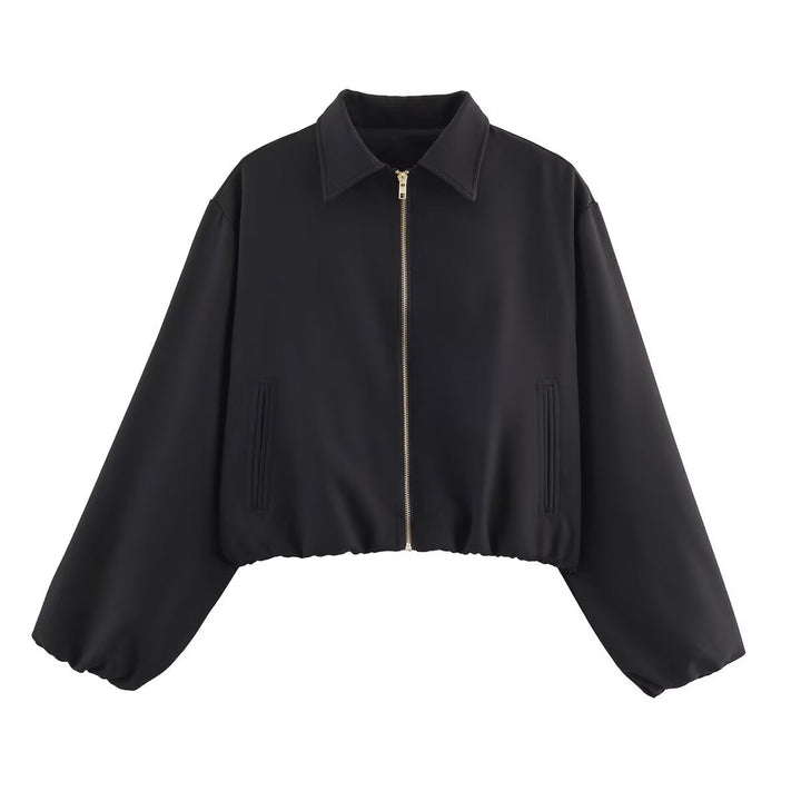 Durable women's casual short jacket, with a reliable zip-up design for everyday wear.