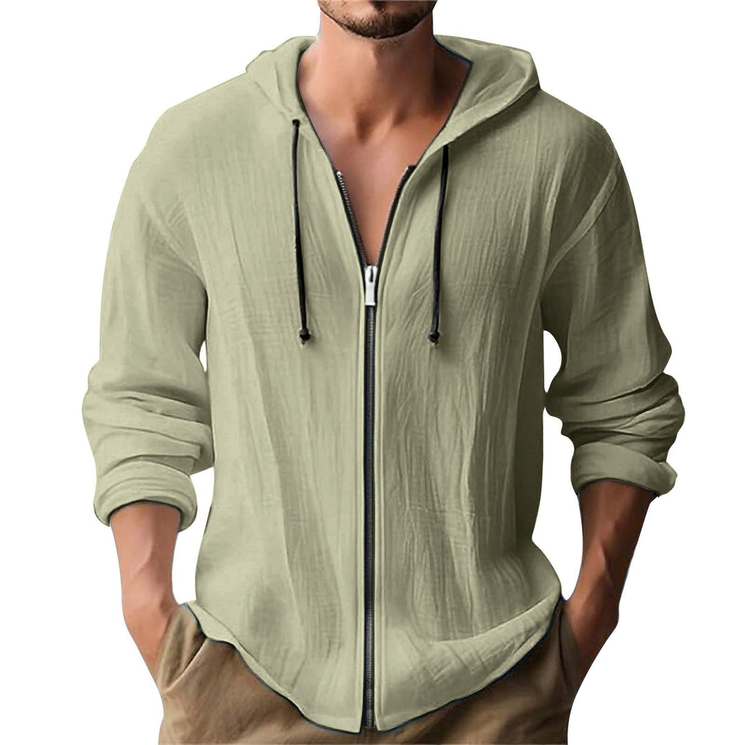 Modern men's casual zip-up hoodie, perfect for a relaxed yet stylish look.