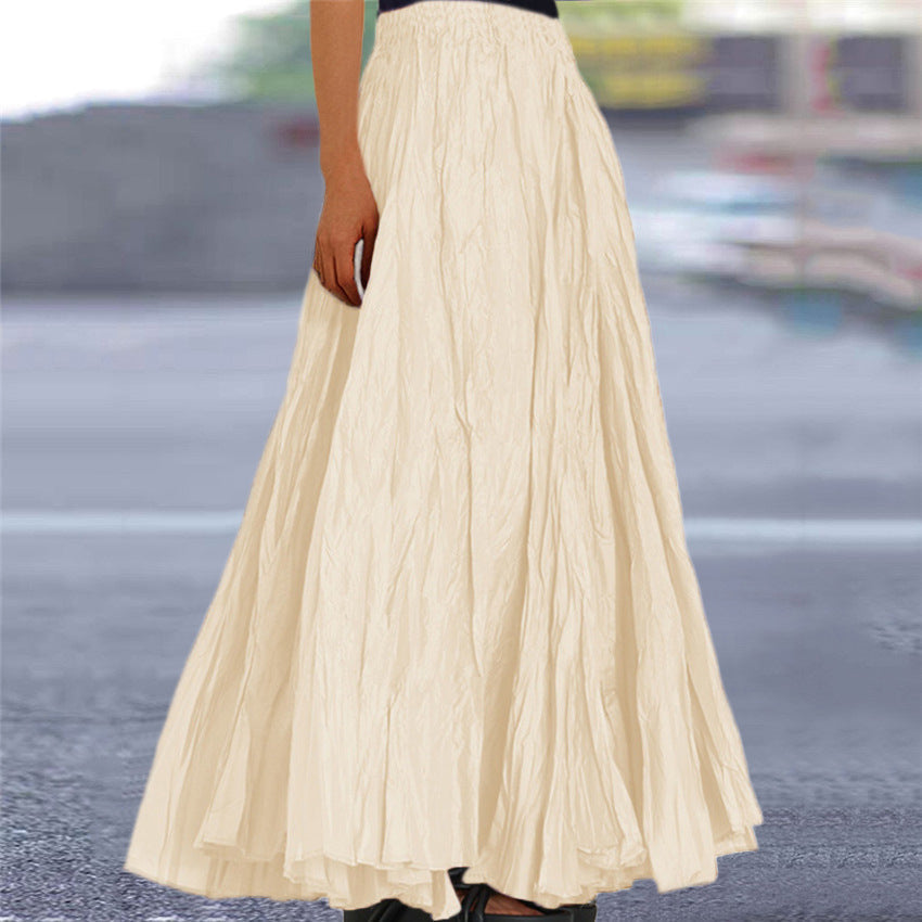 Casual-chic women's maxi skirt, A-line, elastic waist, for comfort and style.