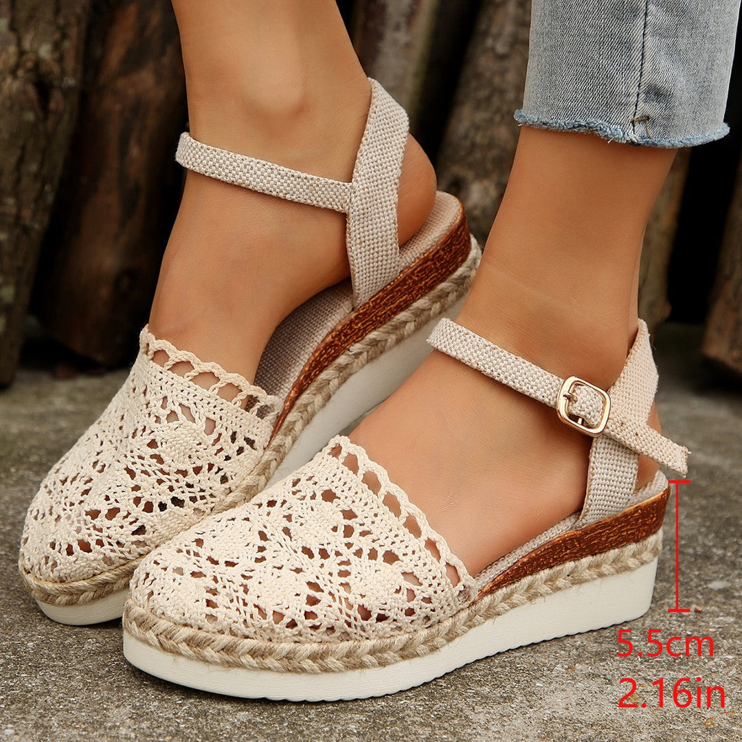 Elegant women's beige ankle strap espadrilles, perfect for stylish summer casual wear.