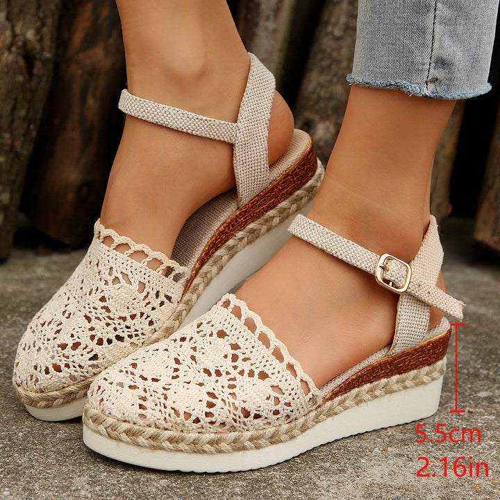 Elegant women's beige ankle strap espadrilles, perfect for stylish summer casual wear.