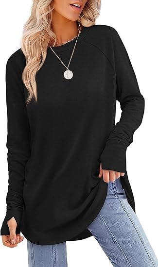 Solid color women's modern long sleeve t-shirt, a versatile and comfortable top.