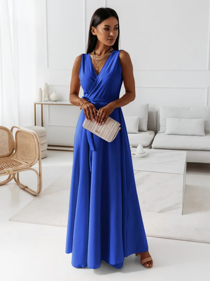 Stunning women's evening gown wrap maxi dress, an elegant choice for formal special occasion attendees.
