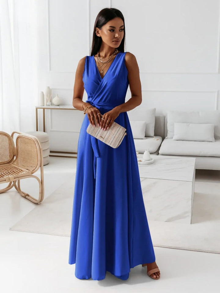 Stunning women's evening gown wrap maxi dress, an elegant choice for formal special occasion attendees.
