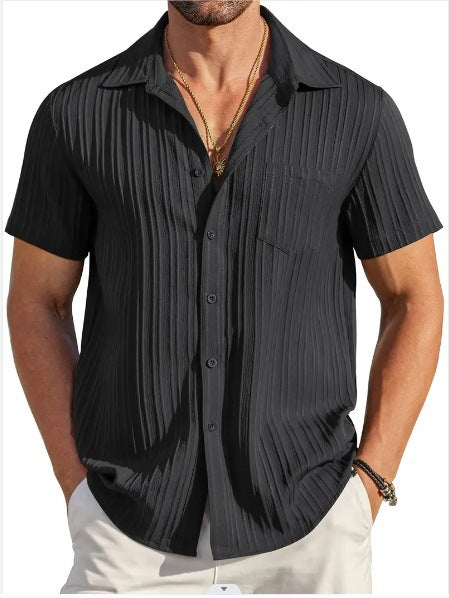 Casual men's structured short sleeve shirt. Stylish comfort, ideal for beach & summer wear.