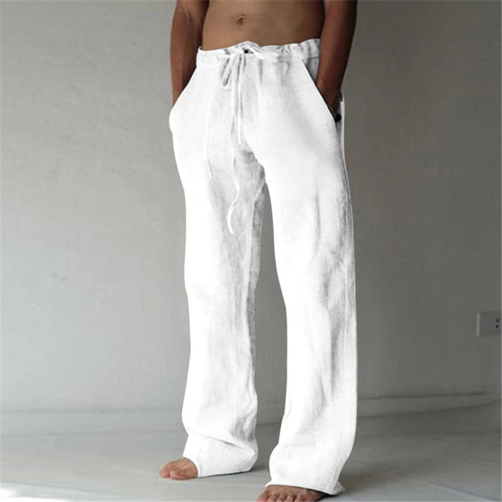 Premium men's relaxed fit casual pants, elastic waist for easy wear, ideal for summer & leisure.