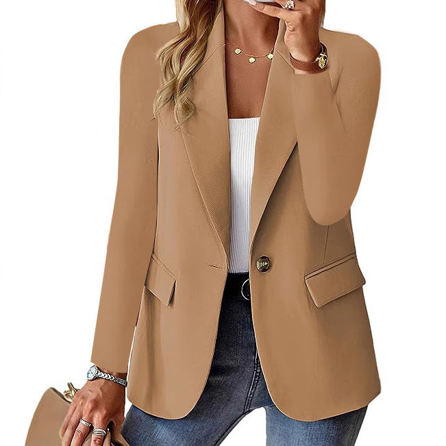 Women's classic elegant blazer, tailored fit for office fashion & business wear, versatile outerwear.