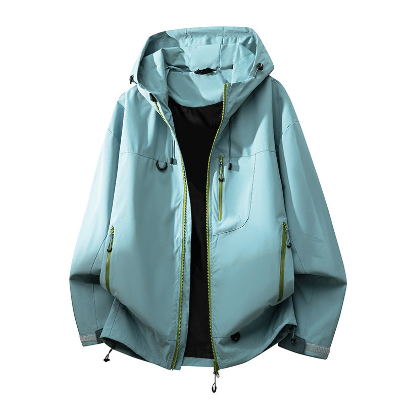Athletic women's hiking jacket, all-weather activewear, durable & breathable, perfect for outdoors.