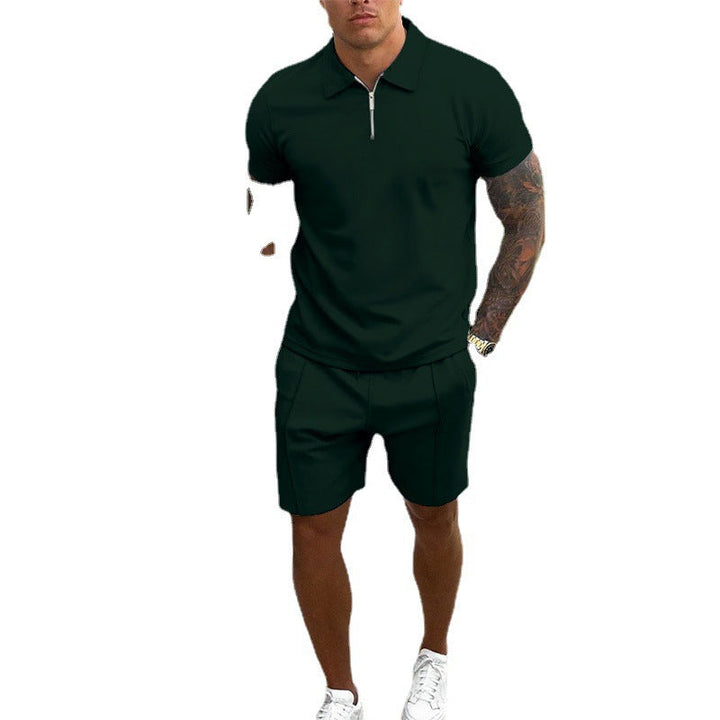 Soft men's casual polo shirt and shorts set, designed for summer fashion and ultimate comfort.