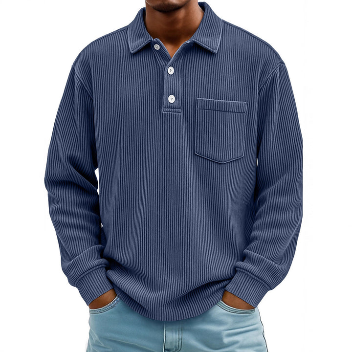 Men's long sleeve casual polo shirt, soft & comfortable for everyday style.