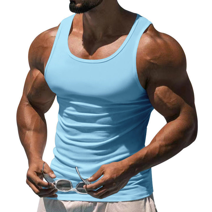 Athletic men's workout shirt, a breathable fitted sports tank top for intense gym sessions & summer wear.