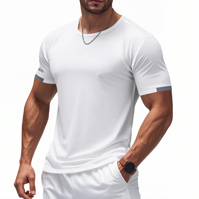 Reflective men's activewear t-shirt for enhanced visibility. Breathable, quick-dry performance tee.