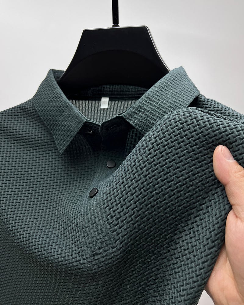 Men's short sleeve button-up polo. Breathable fabric ensures comfort & style for summer.