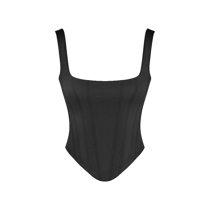 Designer longline corset top, women's elegant fashion for a flattering perfect silhouette.