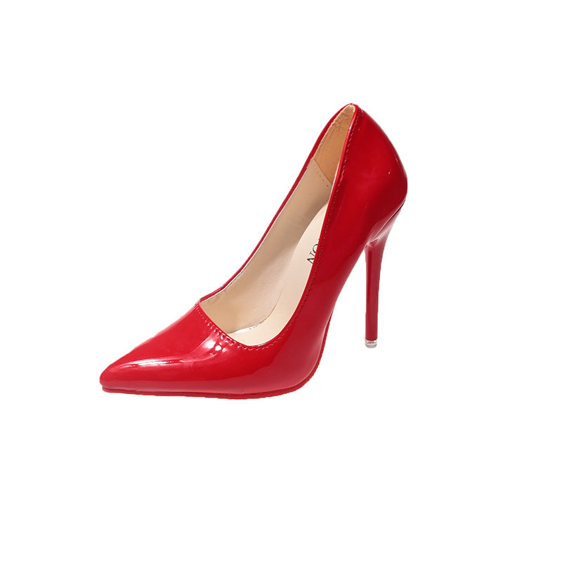 Stylish women's glossy pointed stiletto heels, versatile high heels for party, formal, and evening.