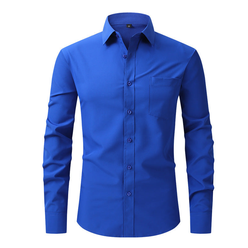 Classic spread collar on a men's white business shirt, highlighting professional formal wear design.