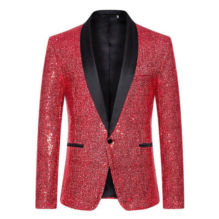 Luxurious men's sequin blazer, offering a modern cut for a truly glamorous look.
