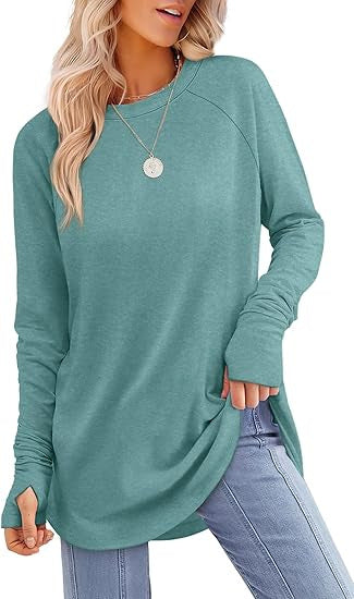 Chic women's long sleeve top with a modern cut & comfortable relaxed fit for versatile wear.