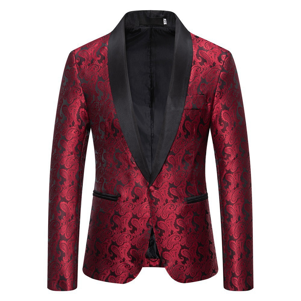 High-quality men's elegant blazer, paisley motif, suitable for weddings and parties.